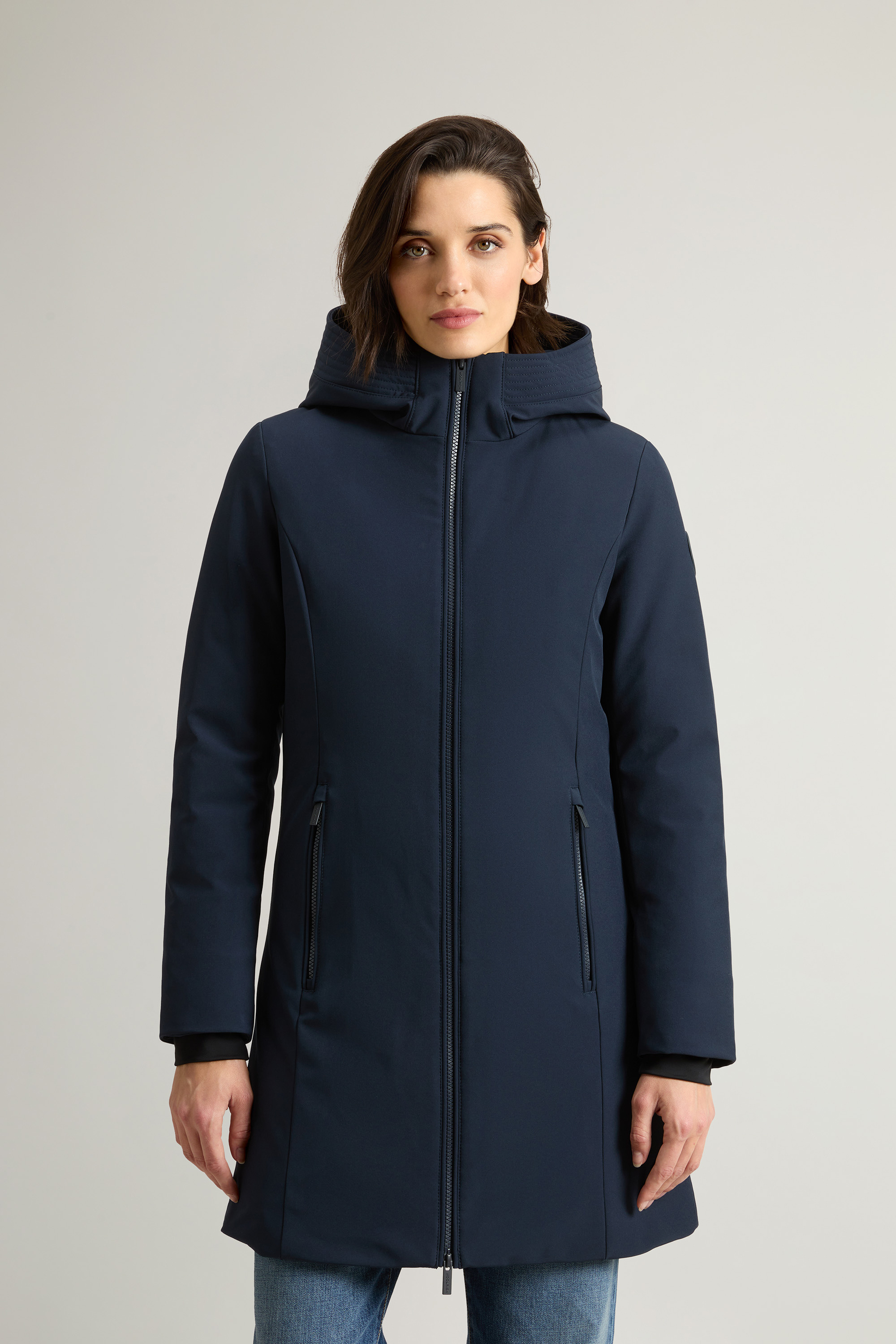 Parka in Softshell CFWWOU0889FRUT3496 3989 WOOLRICH Melton blue 
