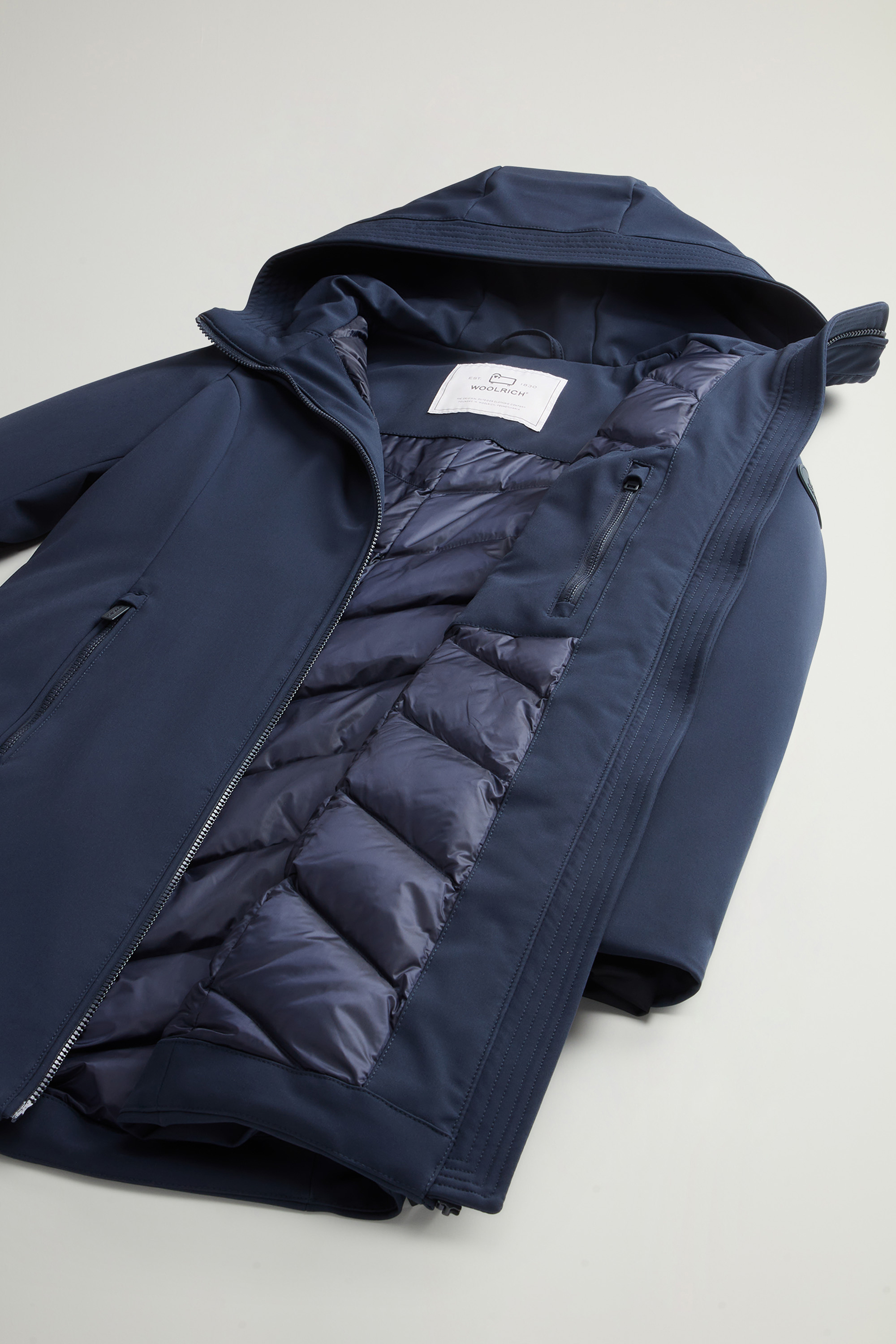 Parka in Softshell CFWWOU0889FRUT3496 3989 WOOLRICH Melton blue 