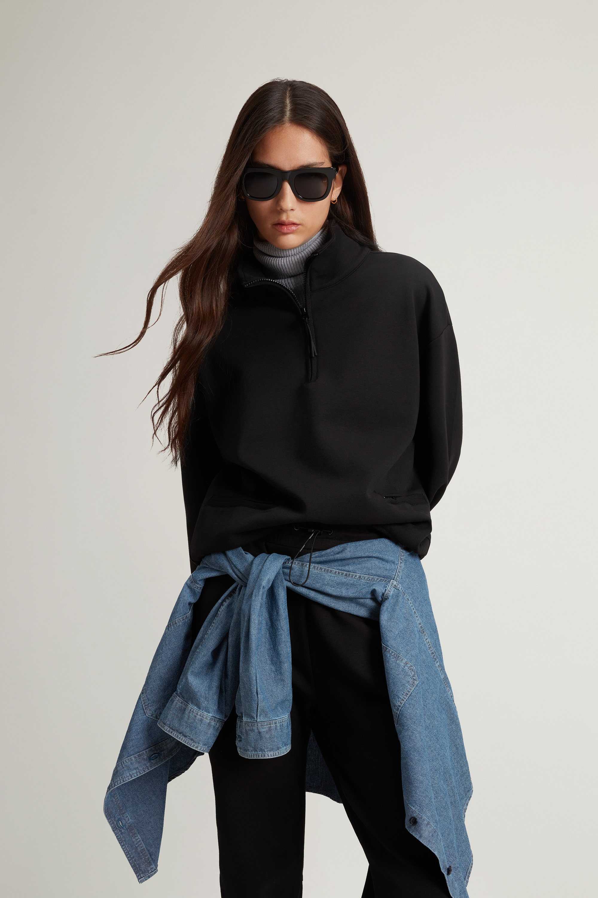 Felpa in misto cotone a collo alto CFWWSW0136FRUT3865 100 WOOLRICH Black 