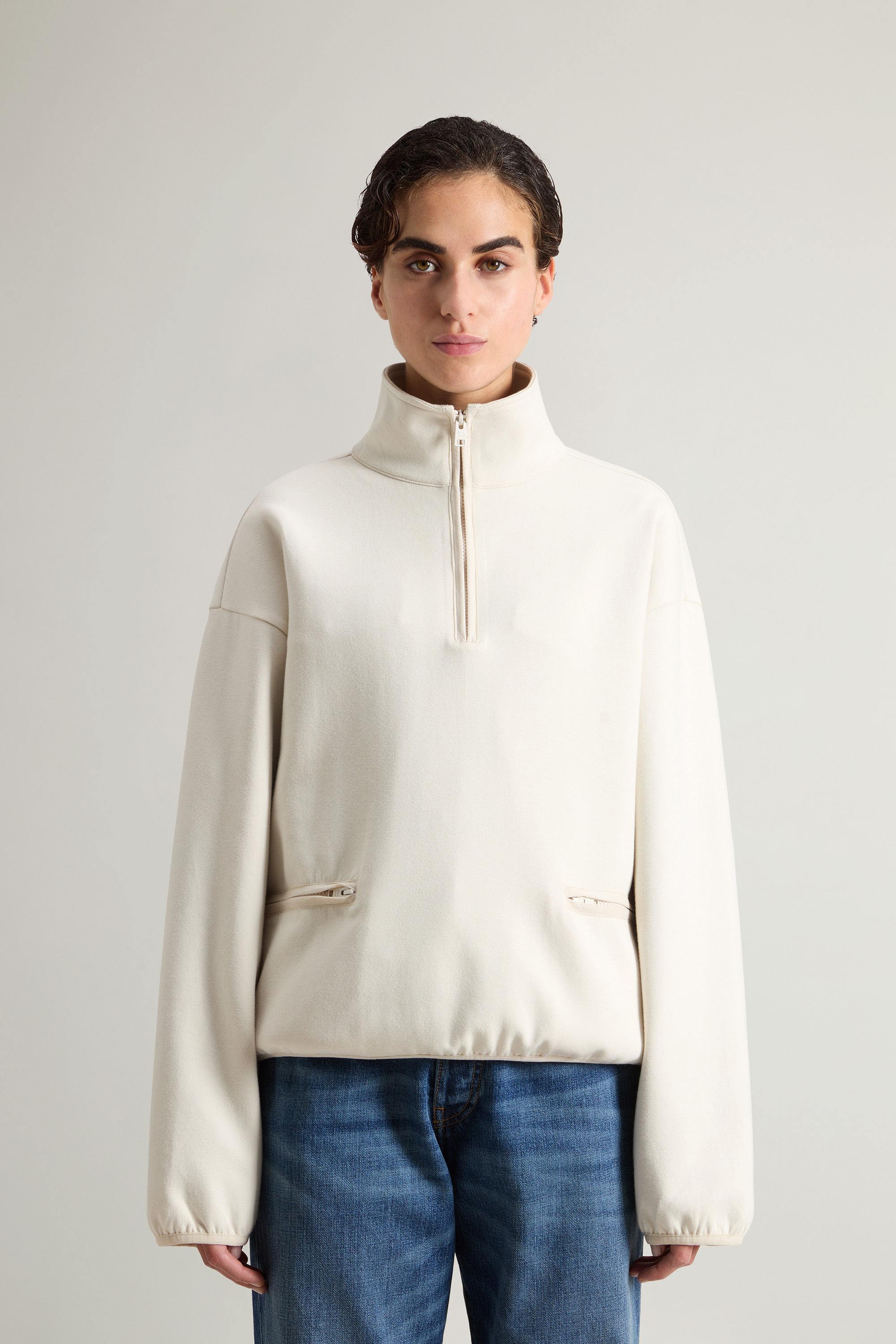 Felpa in misto cotone a collo alto CFWWSW0136FRUT3865 8743 WOOLRICH Milky cream 