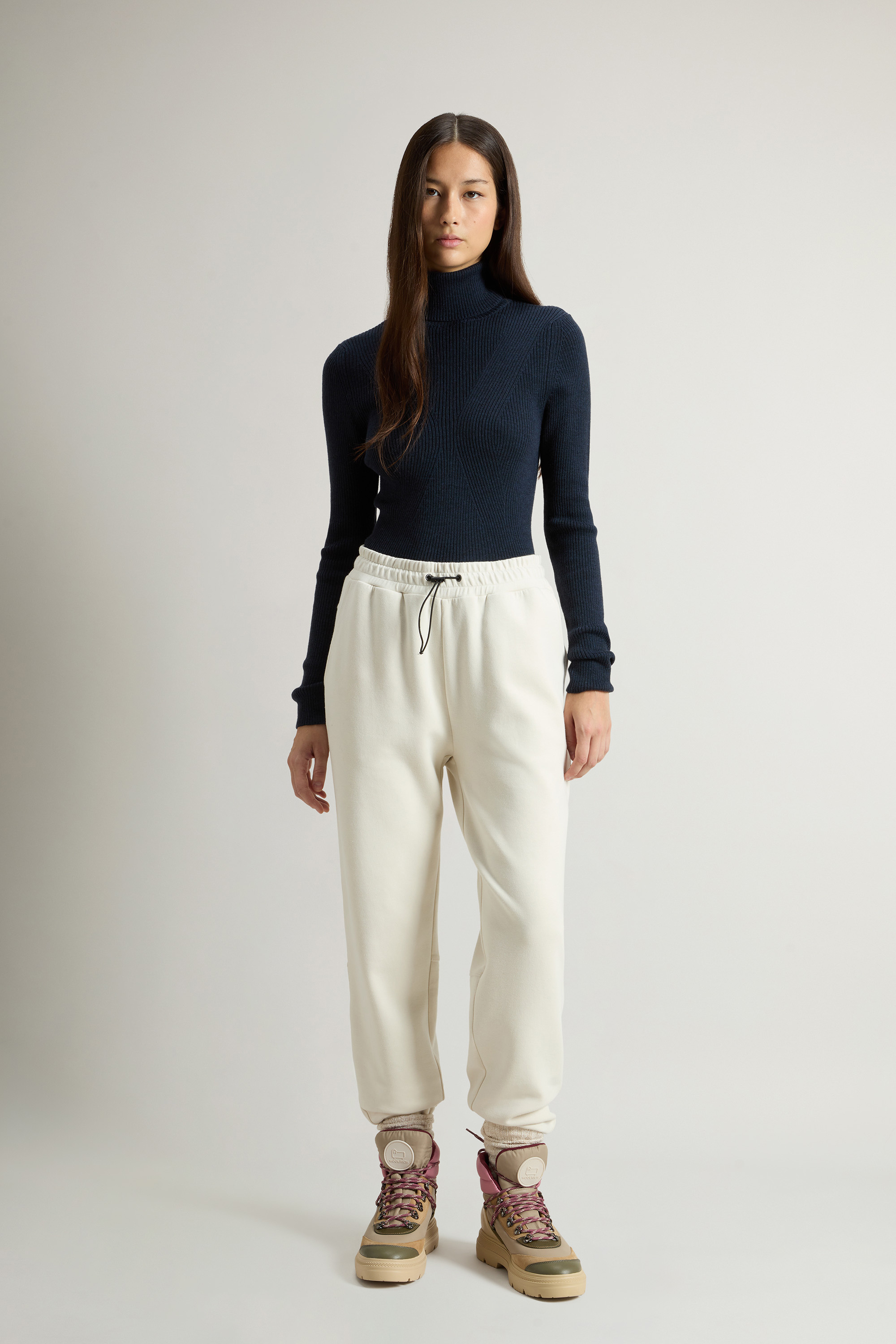Pantaloni in misto cotone felpato CFWWTR0183FRUT3865 8743 WOOLRICH Milky cream 