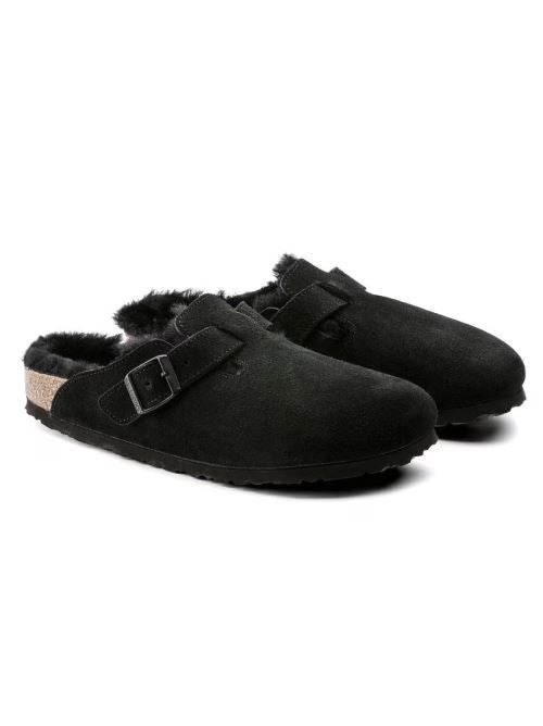 Sabot in suede con sherarliong interno BOSTON SHEARLING 259883 BLACK BIRKENSTOCK Black 