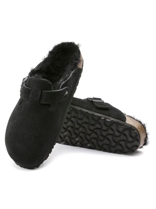 Sabot in suede con sherarliong interno BOSTON SHEARLING 259883 BLACK BIRKENSTOCK Black 