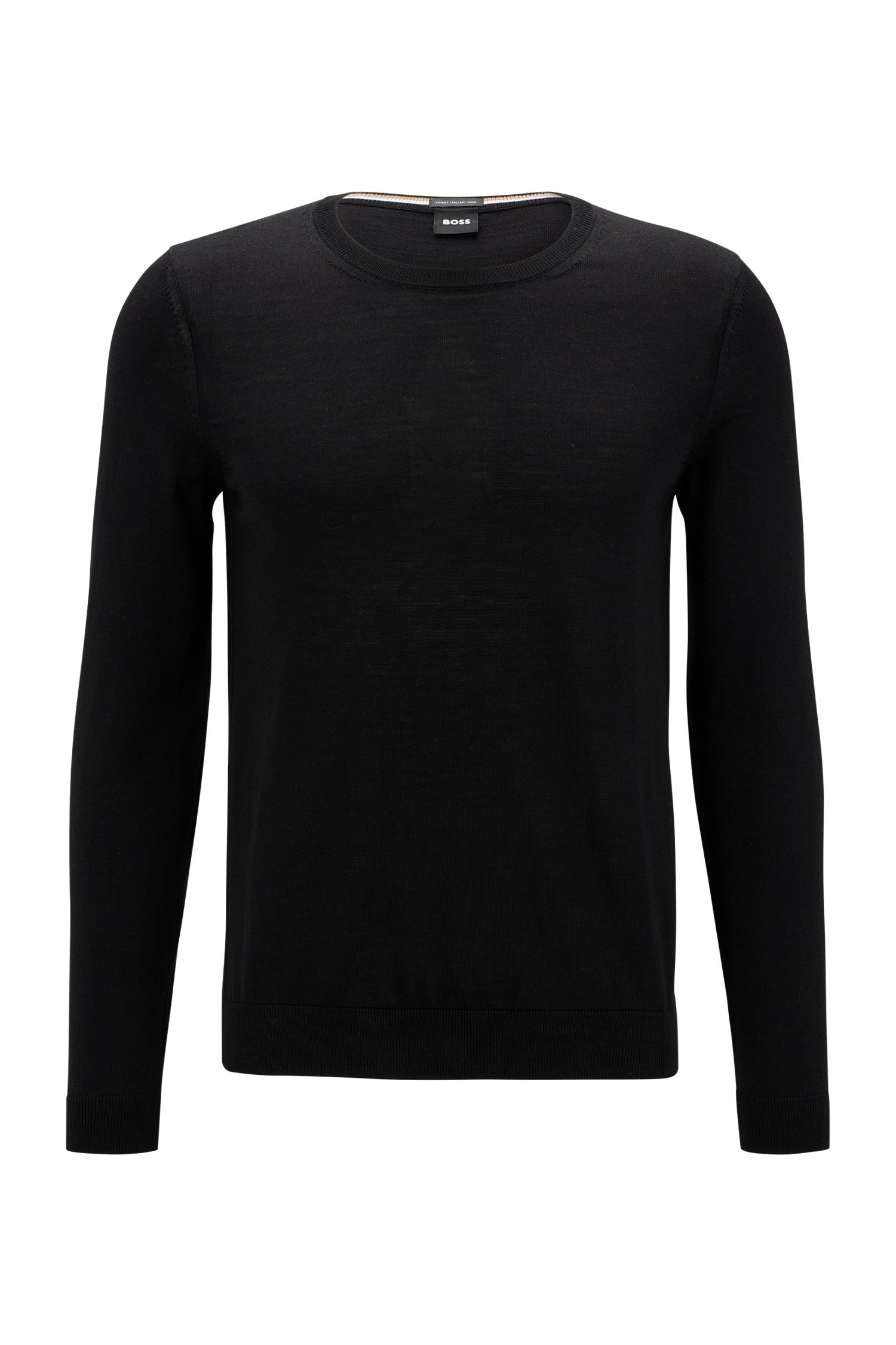 Maglia girocollo in merinos 50468239 10241501 01 001 BOSS Black 