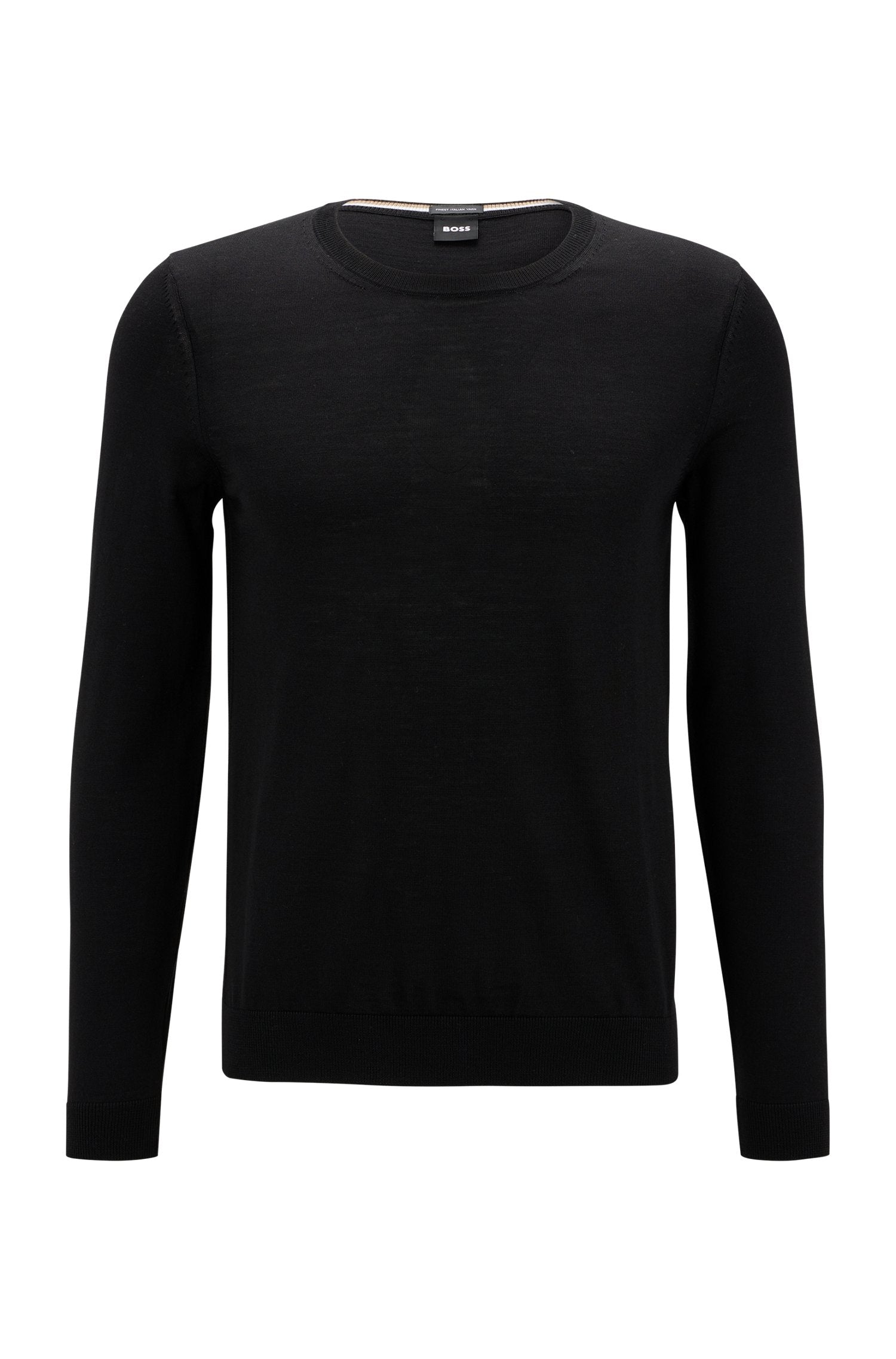 Maglia girocollo in merinos 50468239 10241501 01 001 BOSS Black 