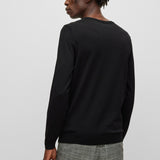Maglia girocollo in merinos 50468239 10241501 01 001 BOSS Black 