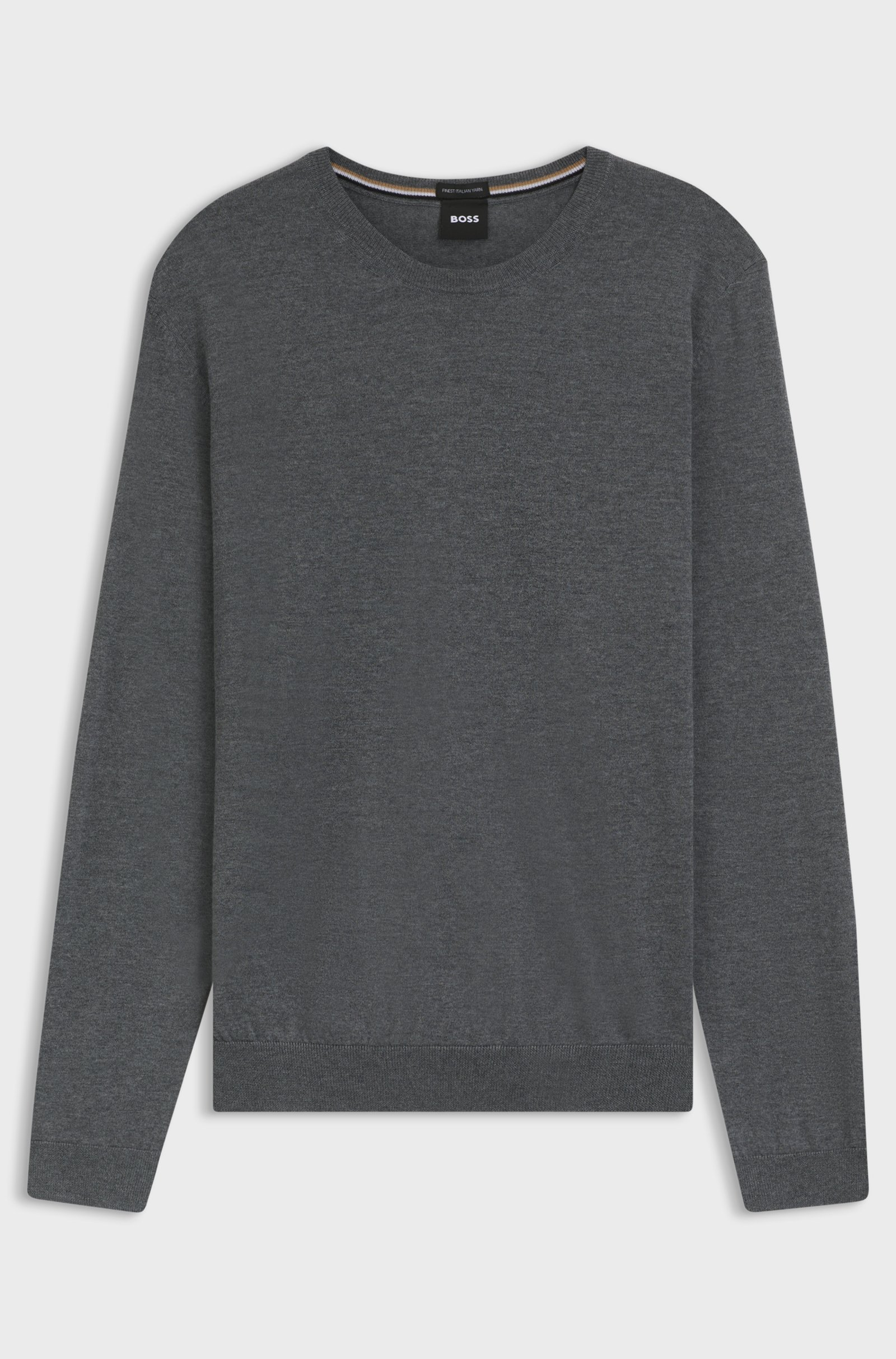 Maglia girocollo in merinos 50468239 10241501 01 030 BOSS Medium grey 