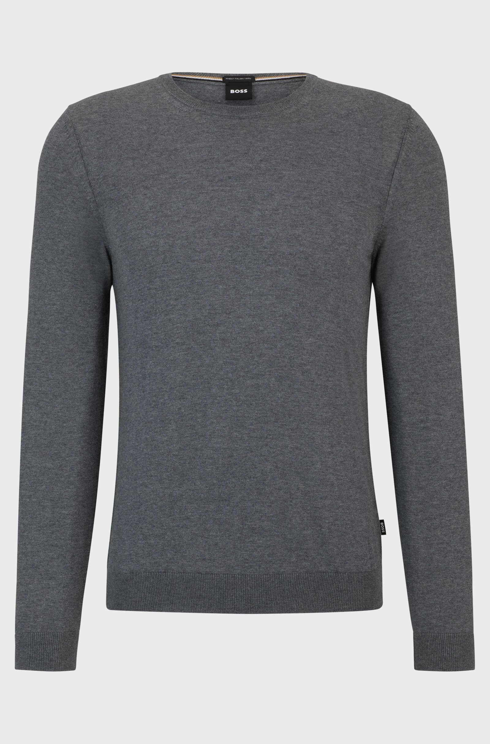 Maglia girocollo in merinos 50468239 10241501 01 032 BOSS Medium grey 