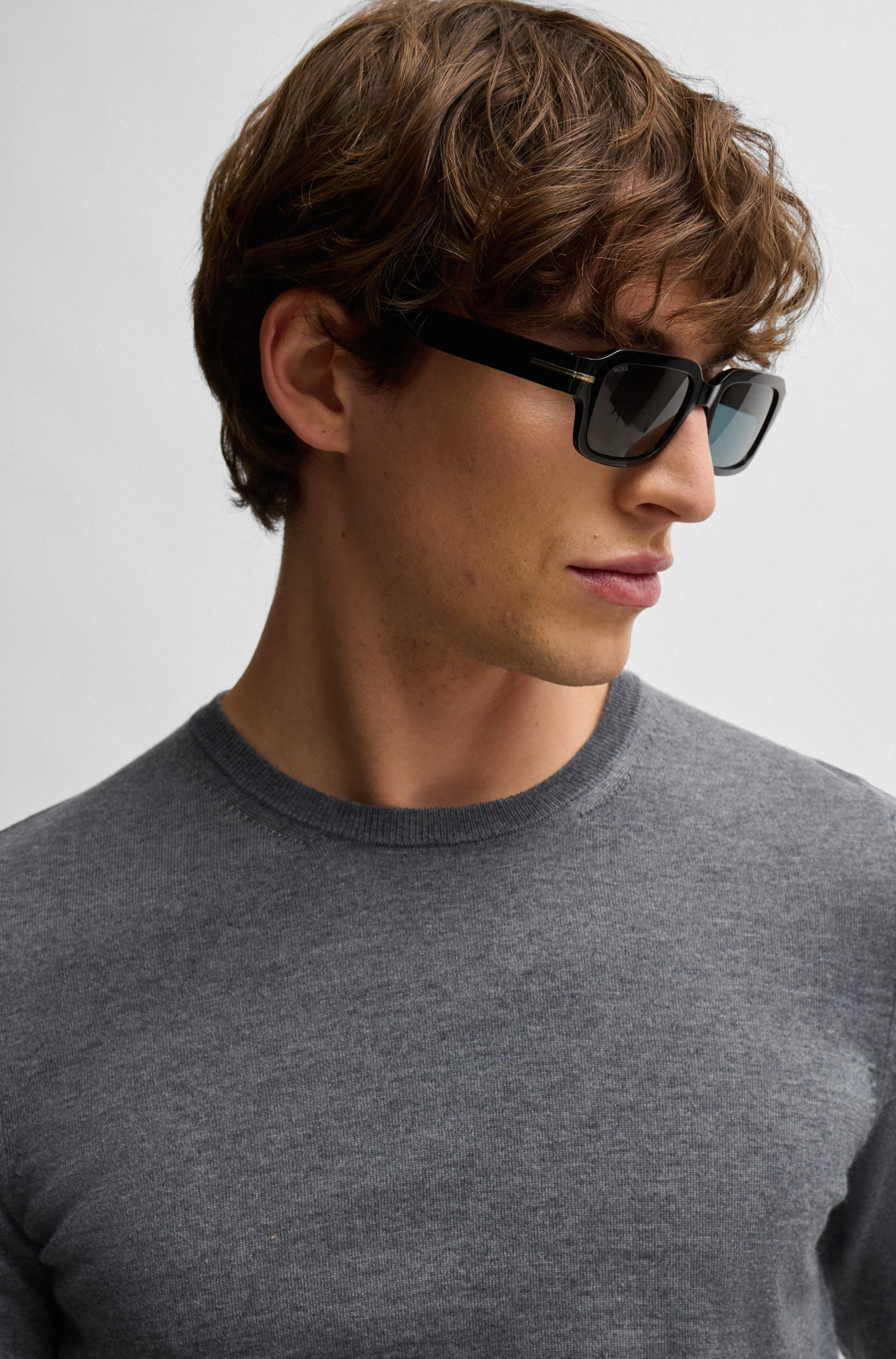 Maglia girocollo in merinos 50468239 10241501 01 032 BOSS Medium grey 