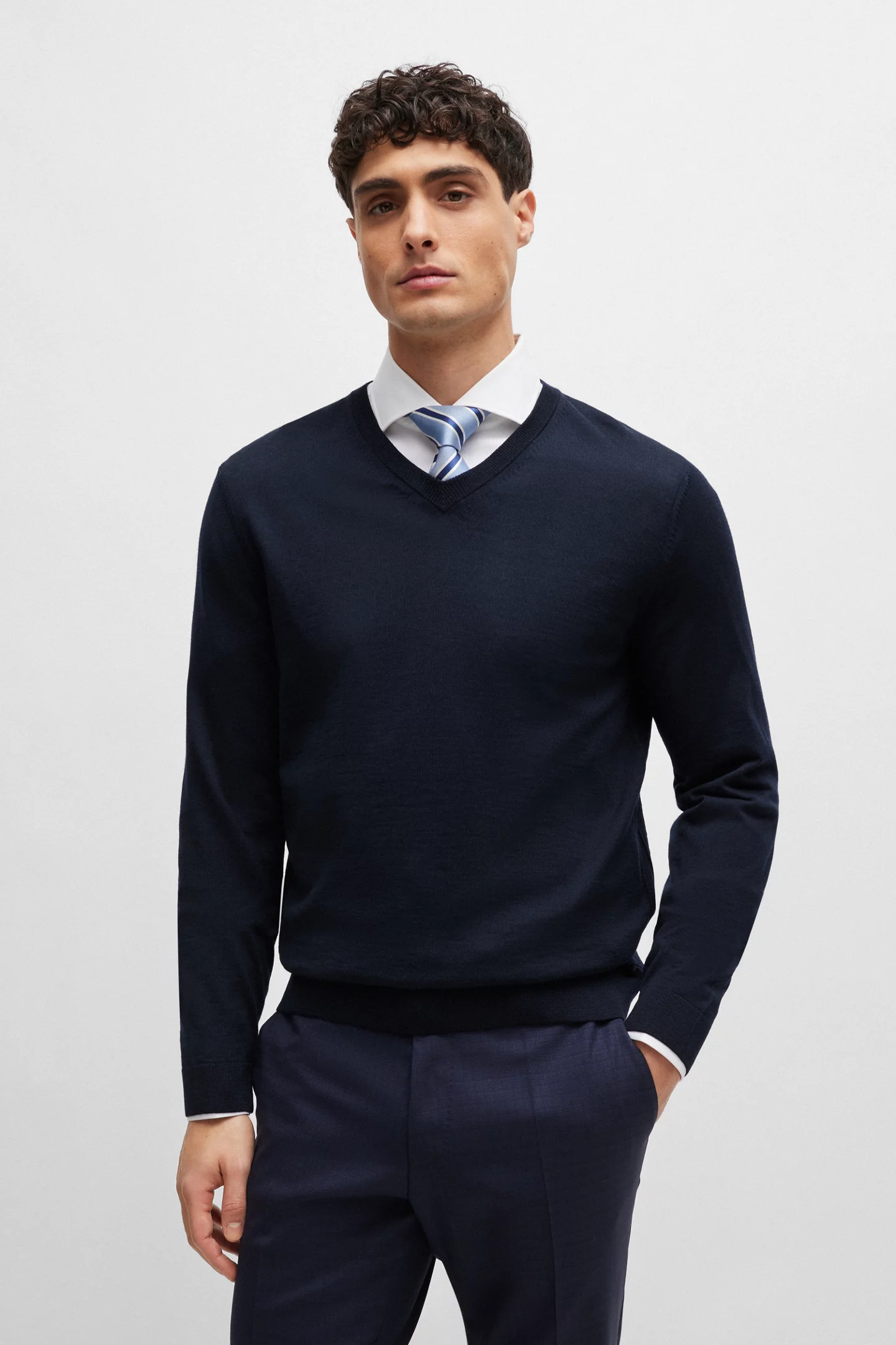 Maglia in lana merinos 50468261 10241495 01 404 BOSS Dark blue 