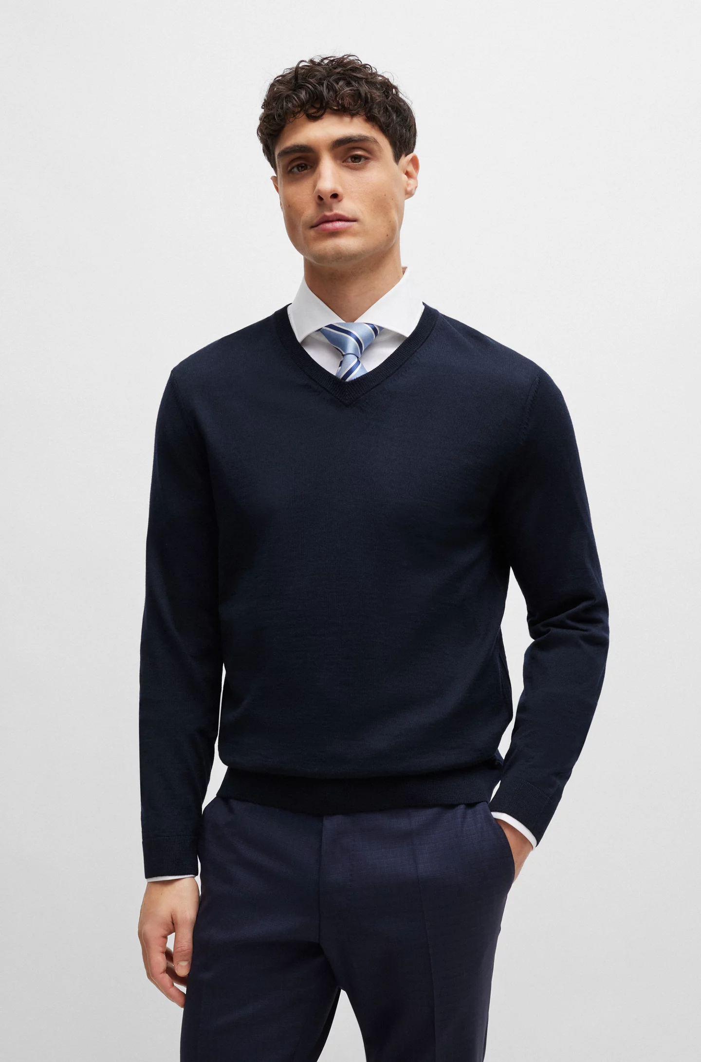 Maglia in lana merinos 50468261 10241495 01 404 BOSS Dark blue 