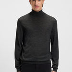 Maglia collo alto in lana merinos 50468262 10241489 01 002 BOSS Black melange 