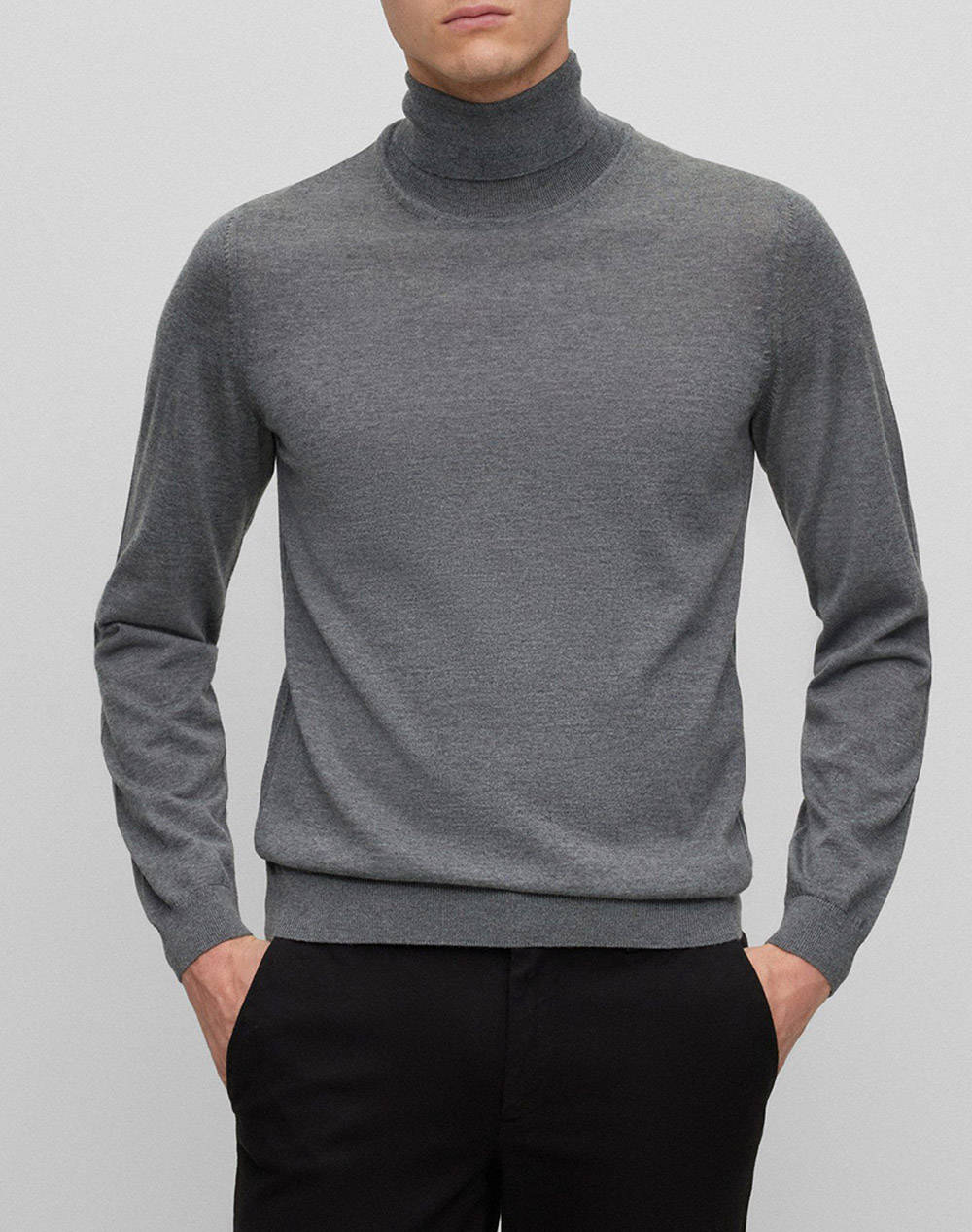 Maglia collo alto in lana merinos 50468262 10241489 01 030 BOSS Medium grey 