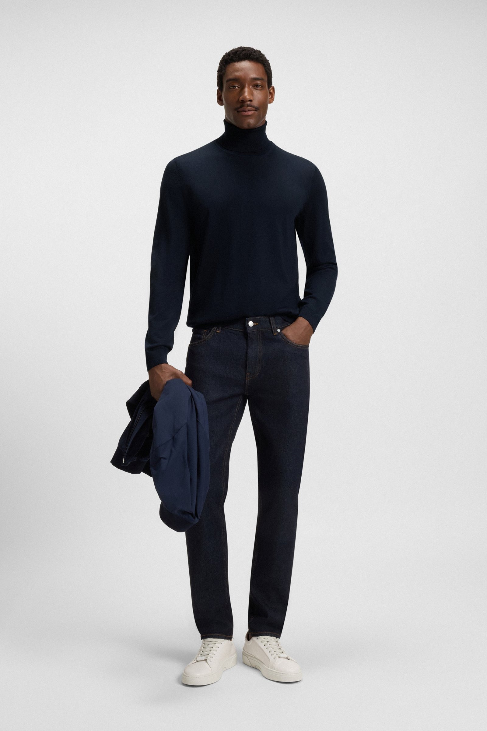 Maglia collo alto in lana merinos 50468262 10241489 01 404 BOSS Dark blue 