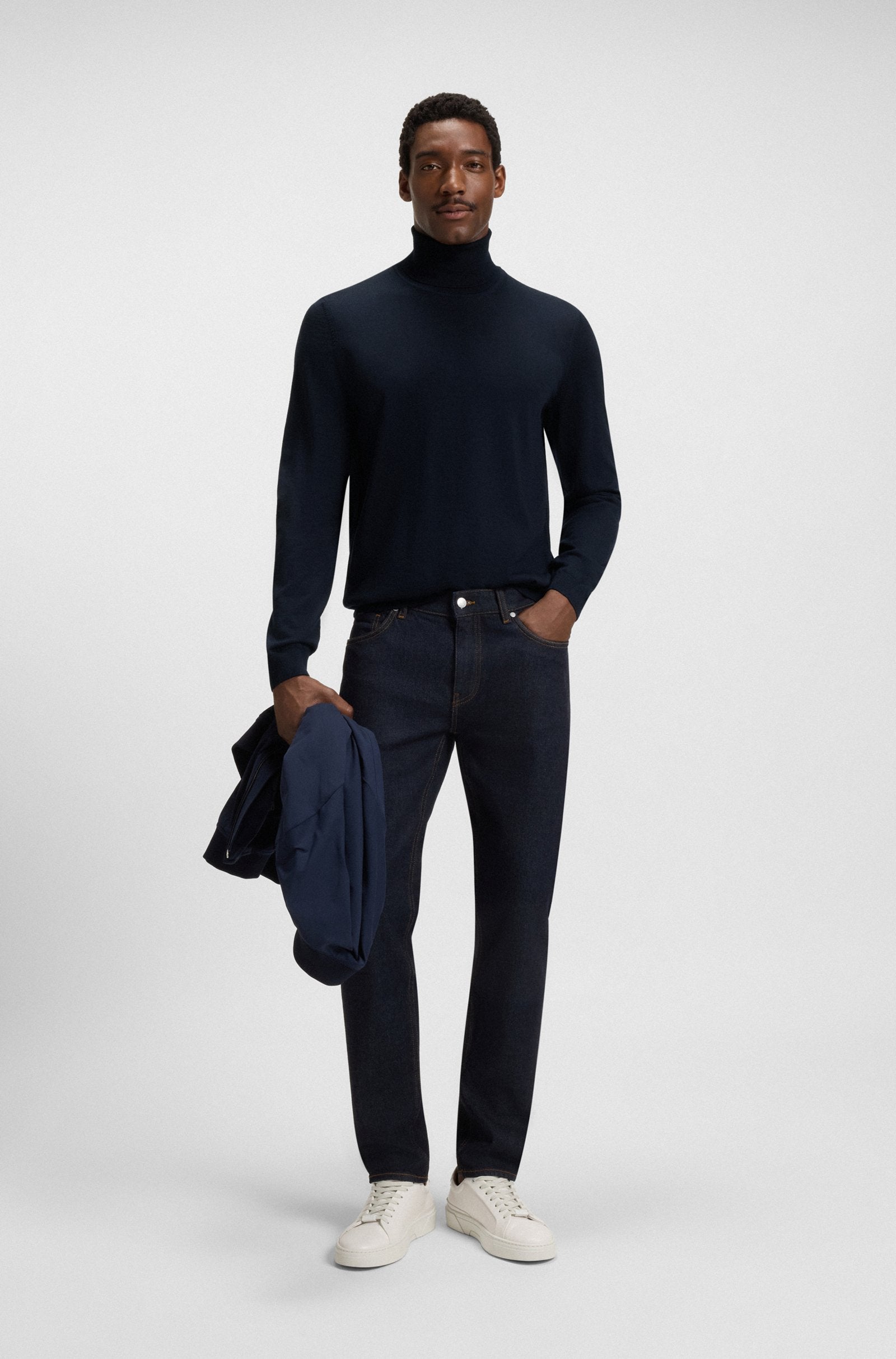 Maglia collo alto in lana merinos 50468262 10241489 01 404 BOSS Dark blue 