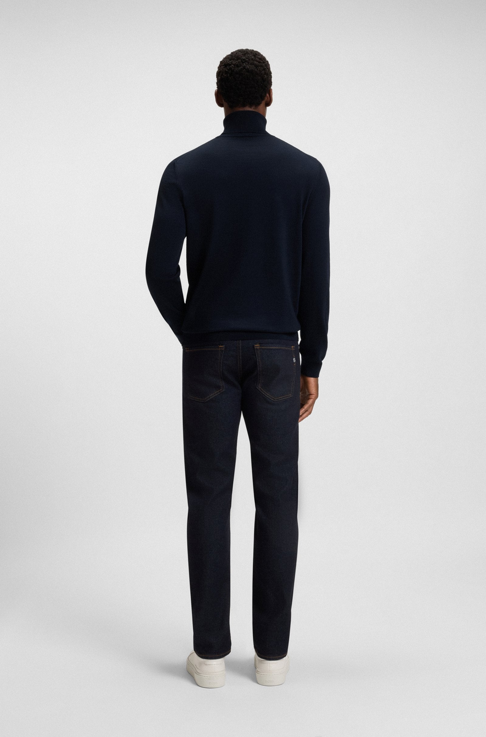 Maglia collo alto in lana merinos 50468262 10241489 01 404 BOSS Dark blue 