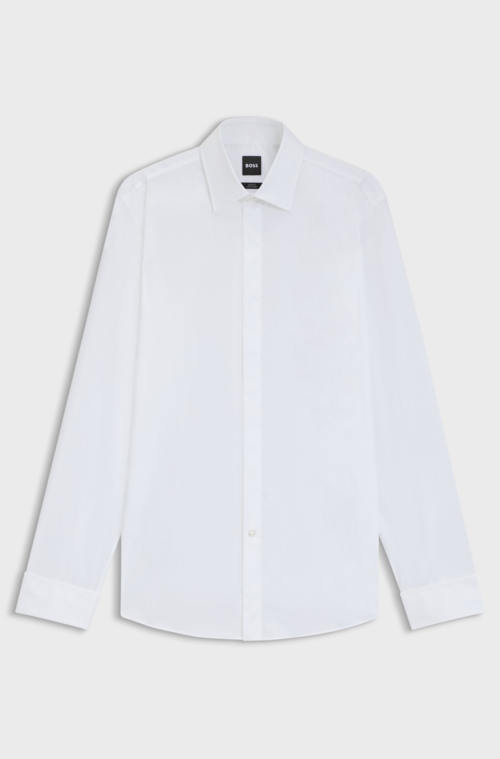 Camicia slim fit con polso da gemello 50480093 10245425 01 100 BOSS White 