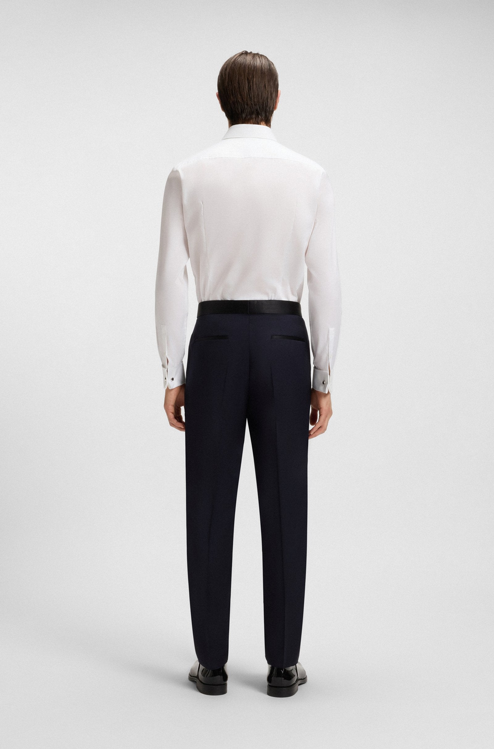 Camicia slim fit con polso da gemello 50480093 10245425 01 100 BOSS White 