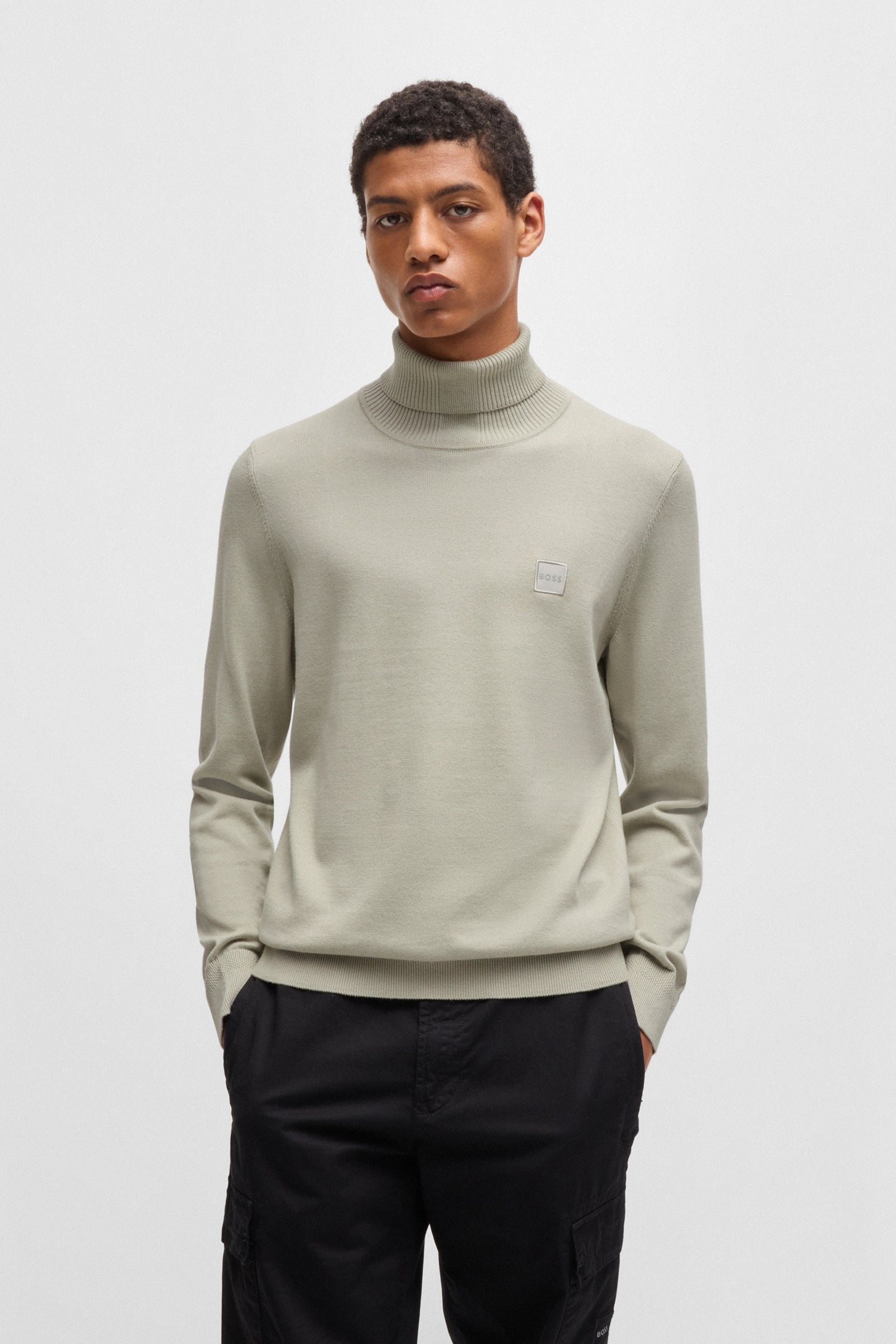Maglia a collo alto cotone e cashmere 50527573 10265865 01 271 BOSS Light beige 