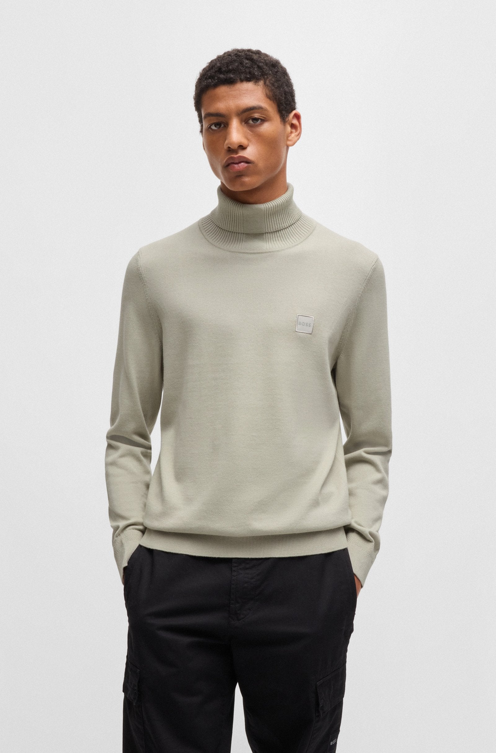 Maglia a collo alto cotone e cashmere 50527573 10265865 01 271 BOSS Light beige 