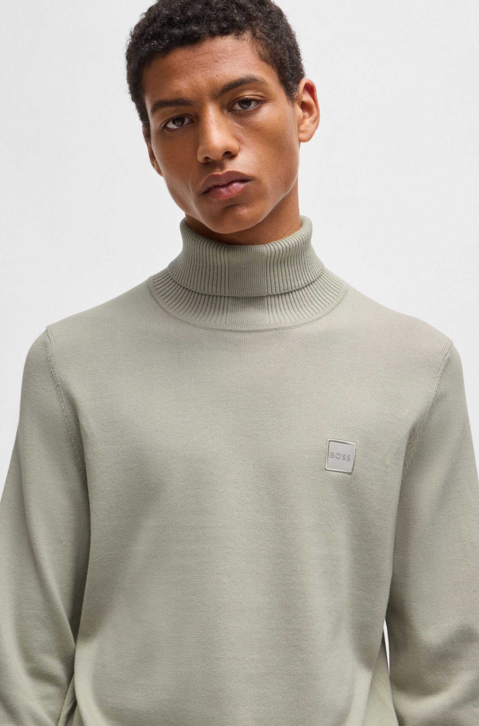 Maglia a collo alto cotone e cashmere 50527573 10265865 01 271 BOSS Light beige 
