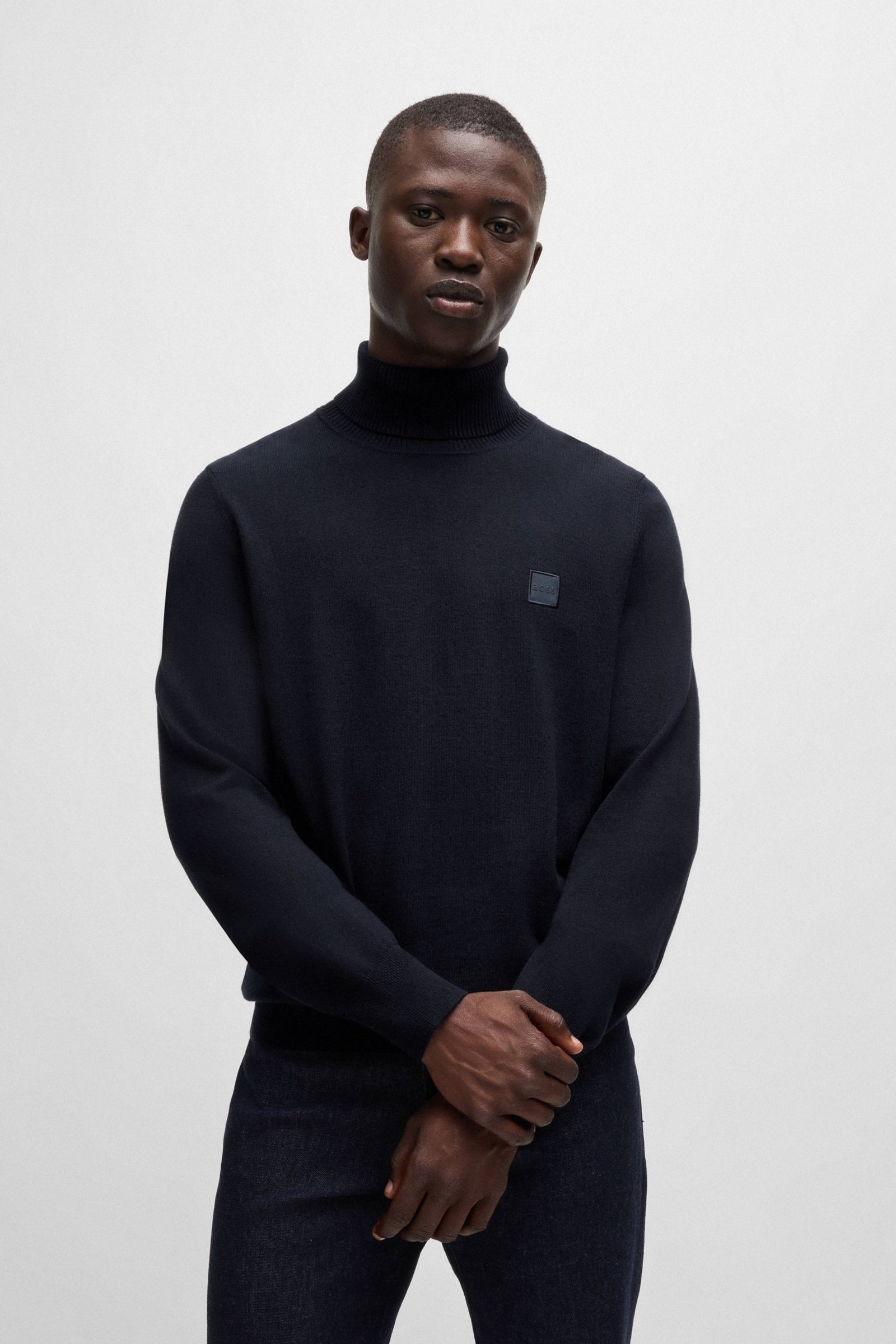 Maglia a collo alto cotone e cashmere 50527573 10265865 01 404 BOSS Dark blue 