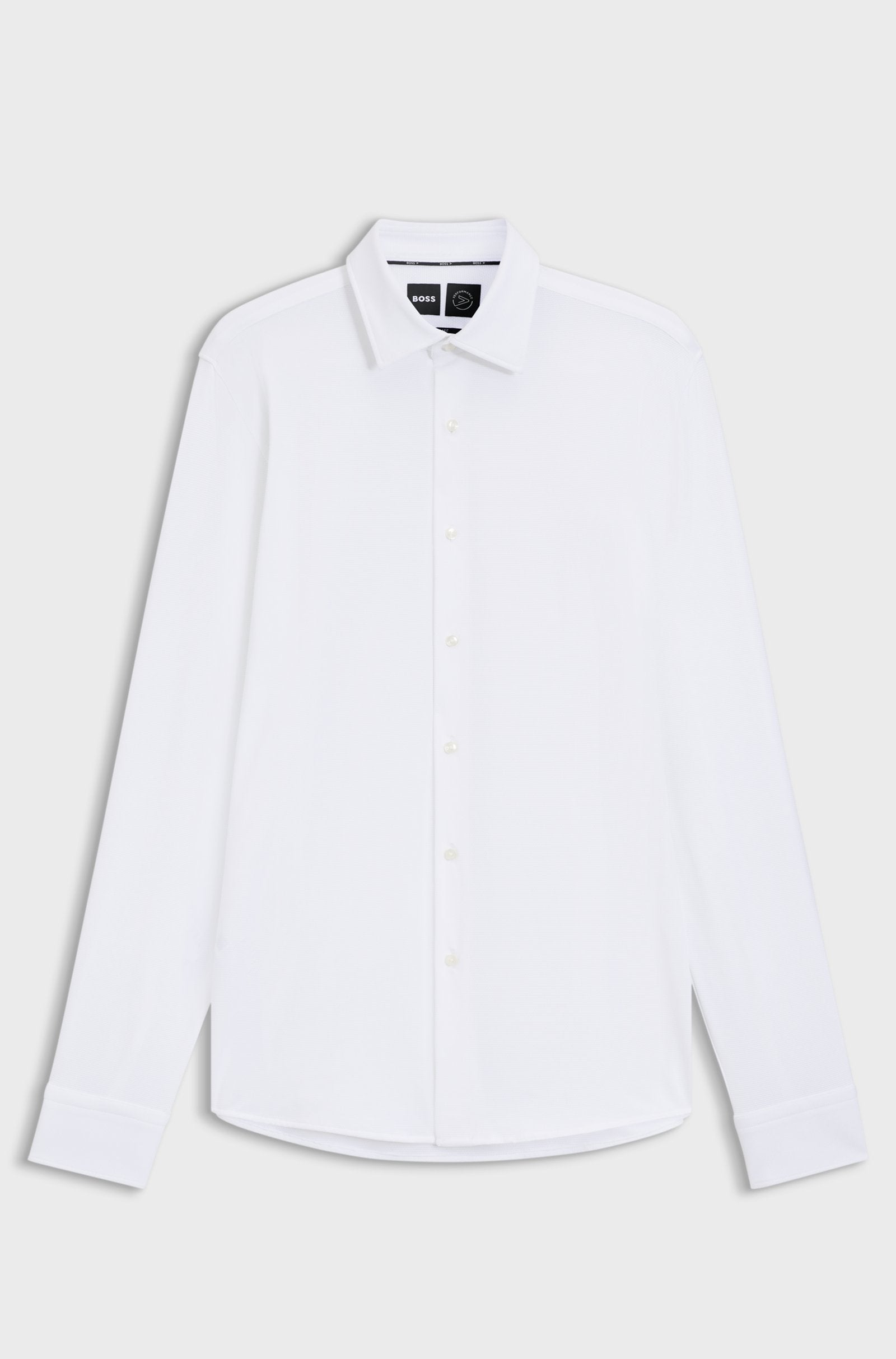 Camicia slim fit in tessuto performance 50545163 10268245 01 100 BOSS White 