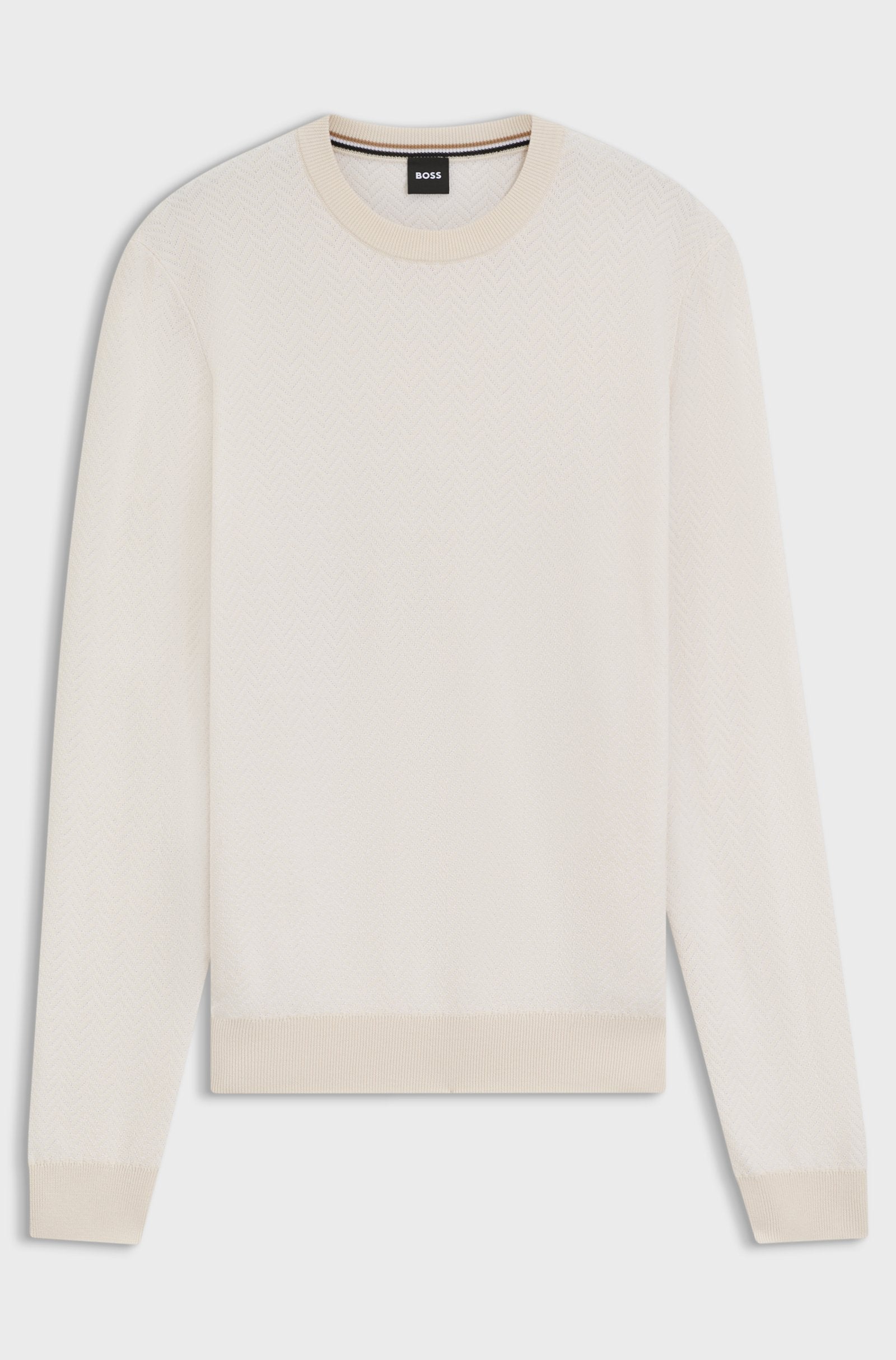 Maglia girocollo in lana e cotone 50549985 10274948 01 131 BOSS Open white 