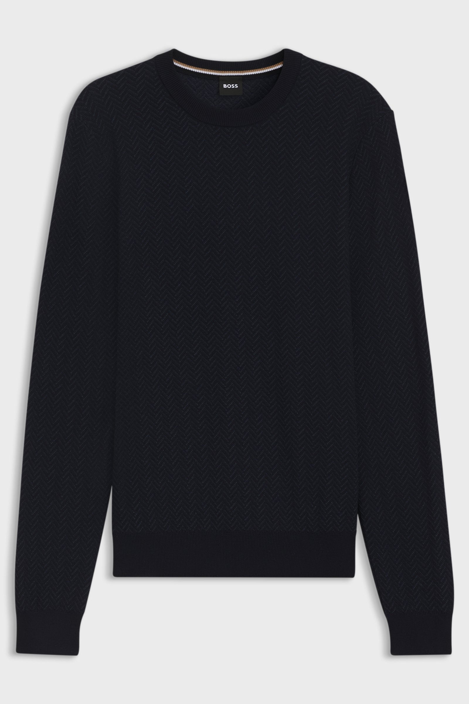 Maglia girocollo in lana e cotone 50549985 10274948 01 404 BOSS Dark blue 