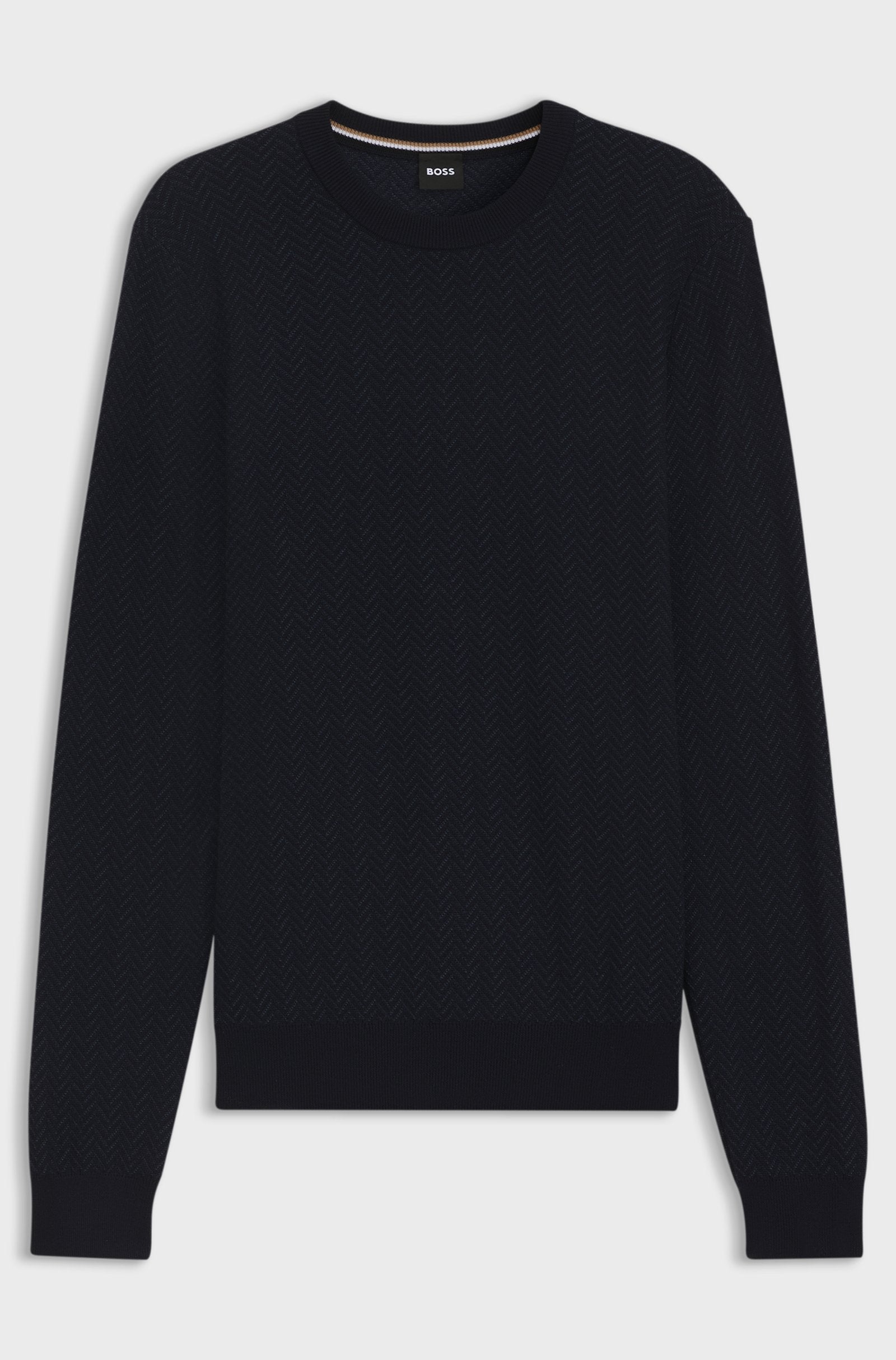 Maglia girocollo in lana e cotone 50549985 10274948 01 404 BOSS Dark blue 