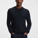 Maglia girocollo in lana e cotone 50549985 10274948 01 404 BOSS Dark blue 