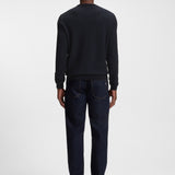 Maglia girocollo in lana e cotone 50549985 10274948 01 404 BOSS Dark blue 