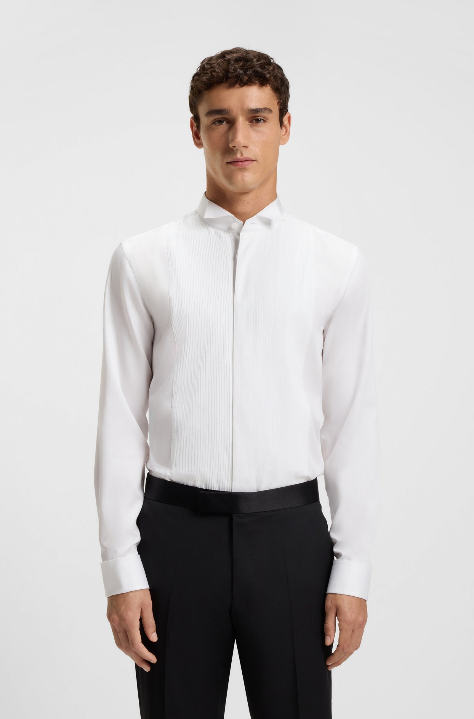 Camicia con collo in piedi e polso da gemelli 50550662 10272509 01 100 BOSS White 
