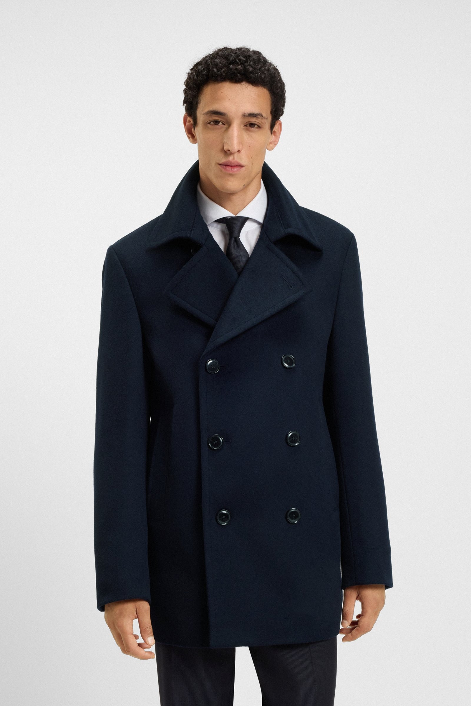 Peacoat in lana e cachemire 50551081 10273687 01 404 BOSS Dark blue 