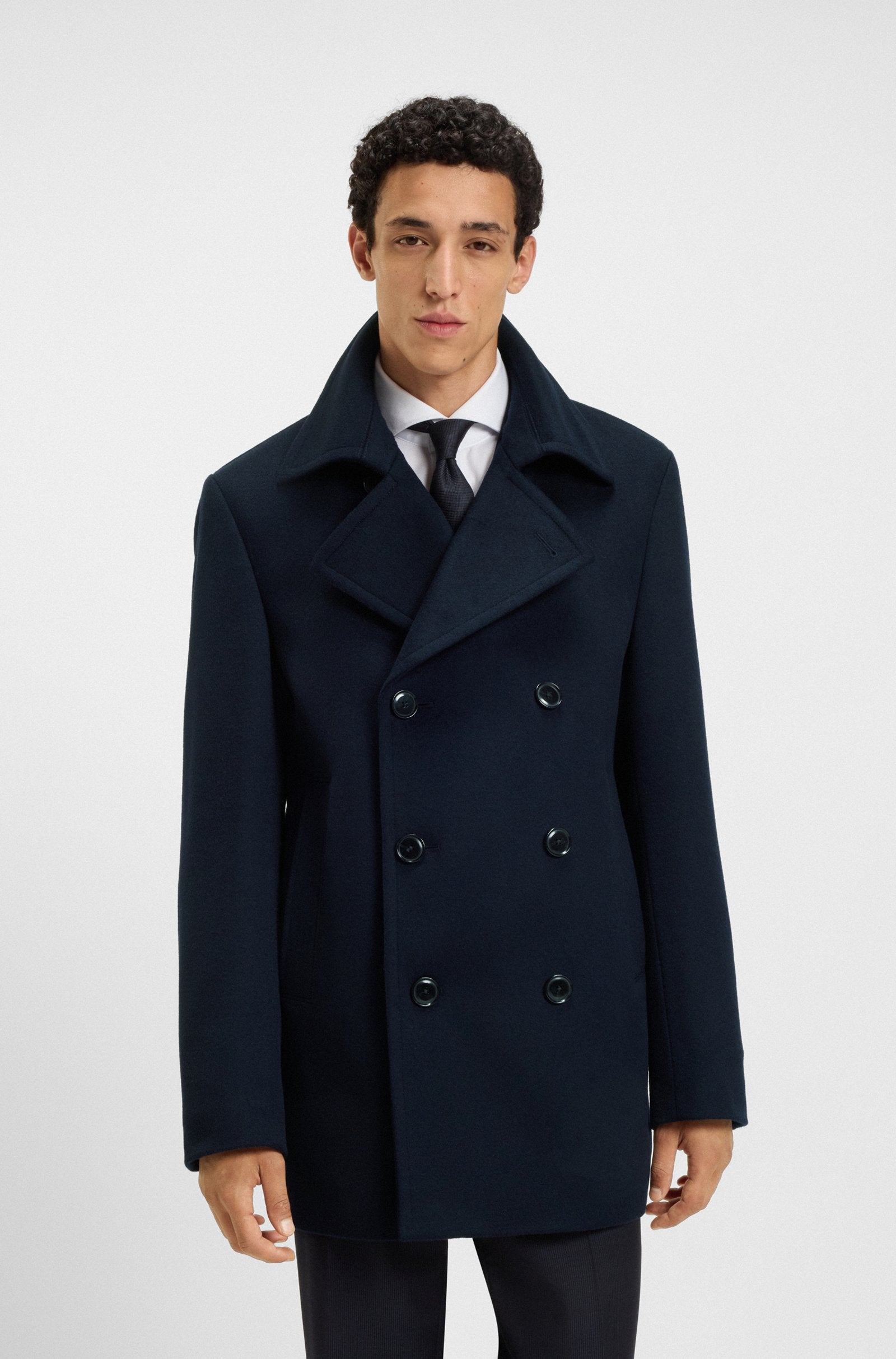 Peacoat in lana e cachemire 50551081 10273687 01 404 BOSS Dark blue 