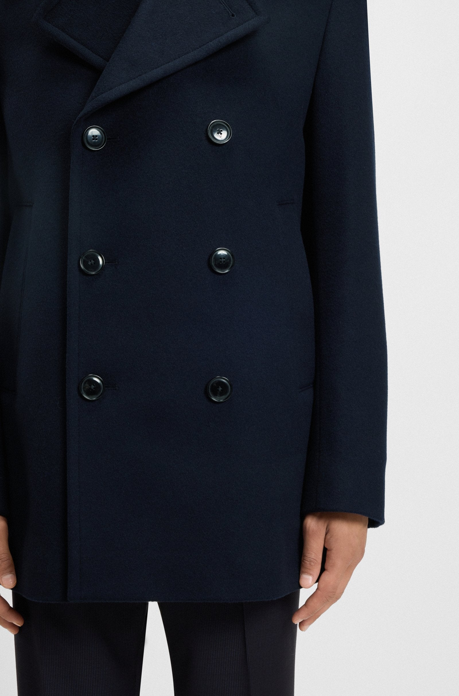 Peacoat in lana e cachemire 50551081 10273687 01 404 BOSS Dark blue 