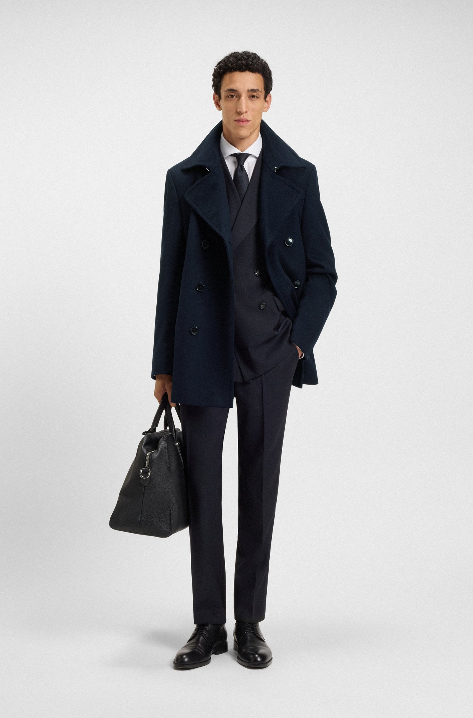 Peacoat in lana e cachemire 50551081 10273687 01 404 BOSS Dark blue 