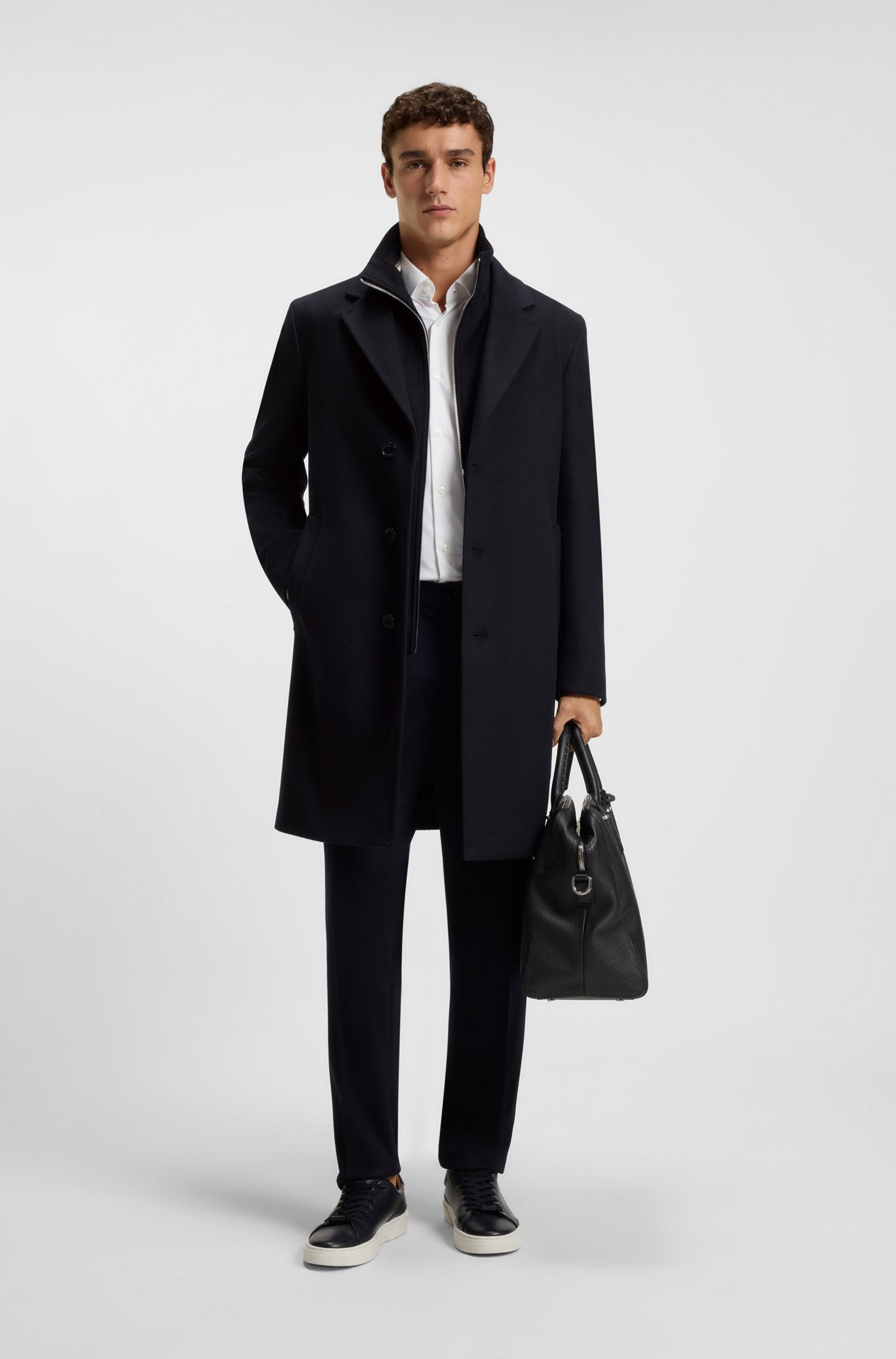 Cappotto in lana e cachemire con interno staccabile 50551085 10273687 01 404 BOSS Dark blue 