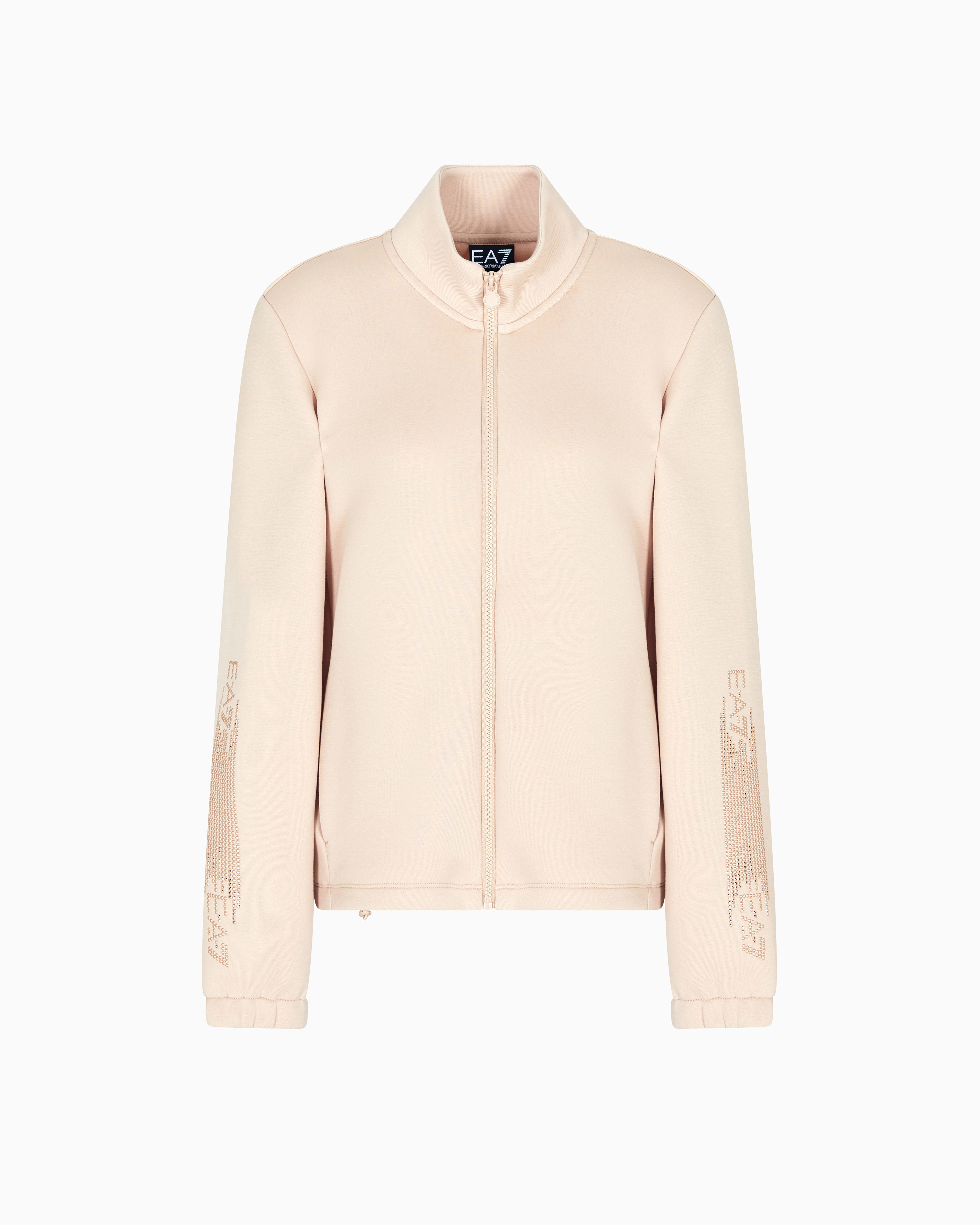 Felpa con zip logata 7W000523 AF13151 U1046 EA7 Beige 