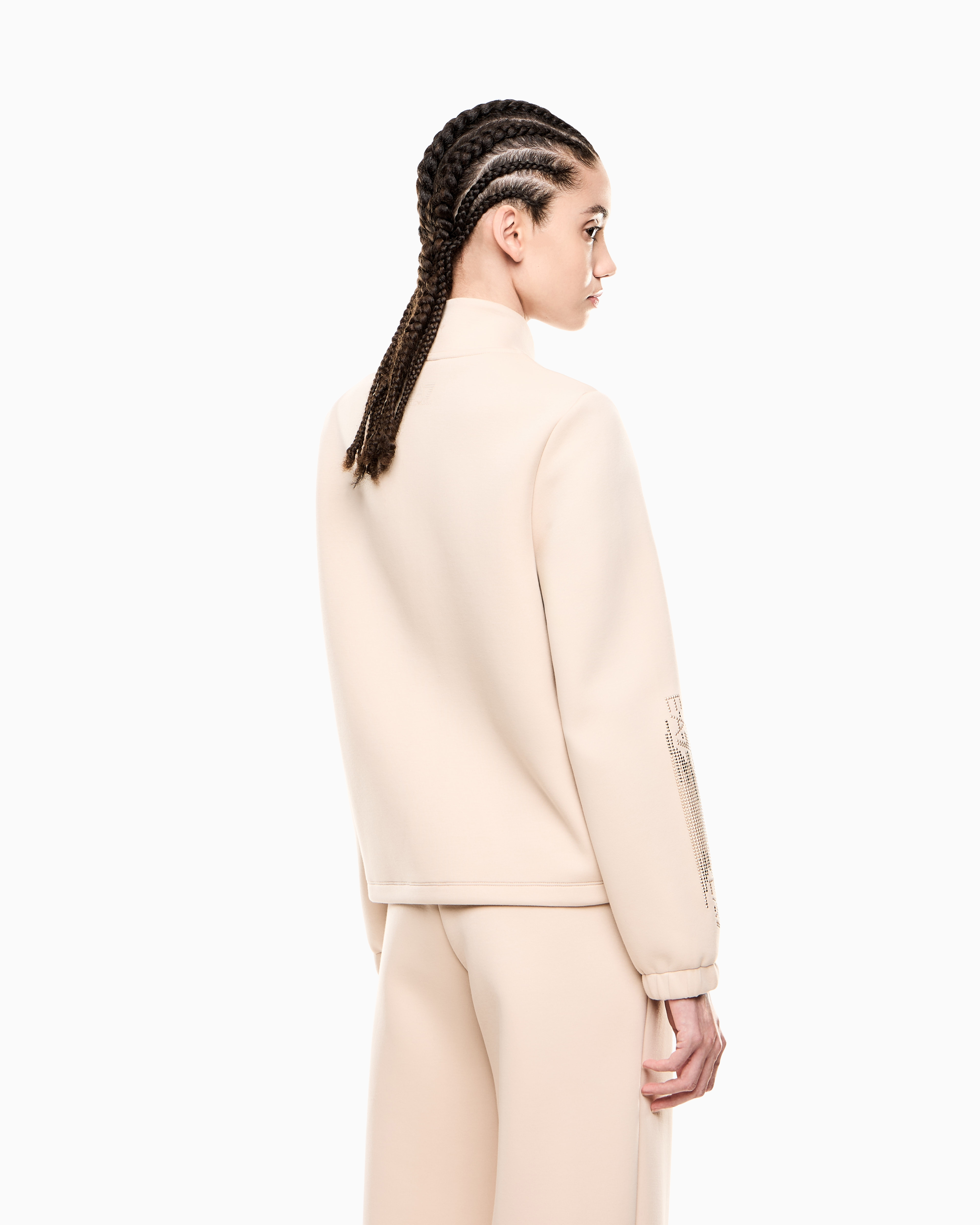 Felpa con zip logata 7W000523 AF13151 U1046 EA7 Beige 