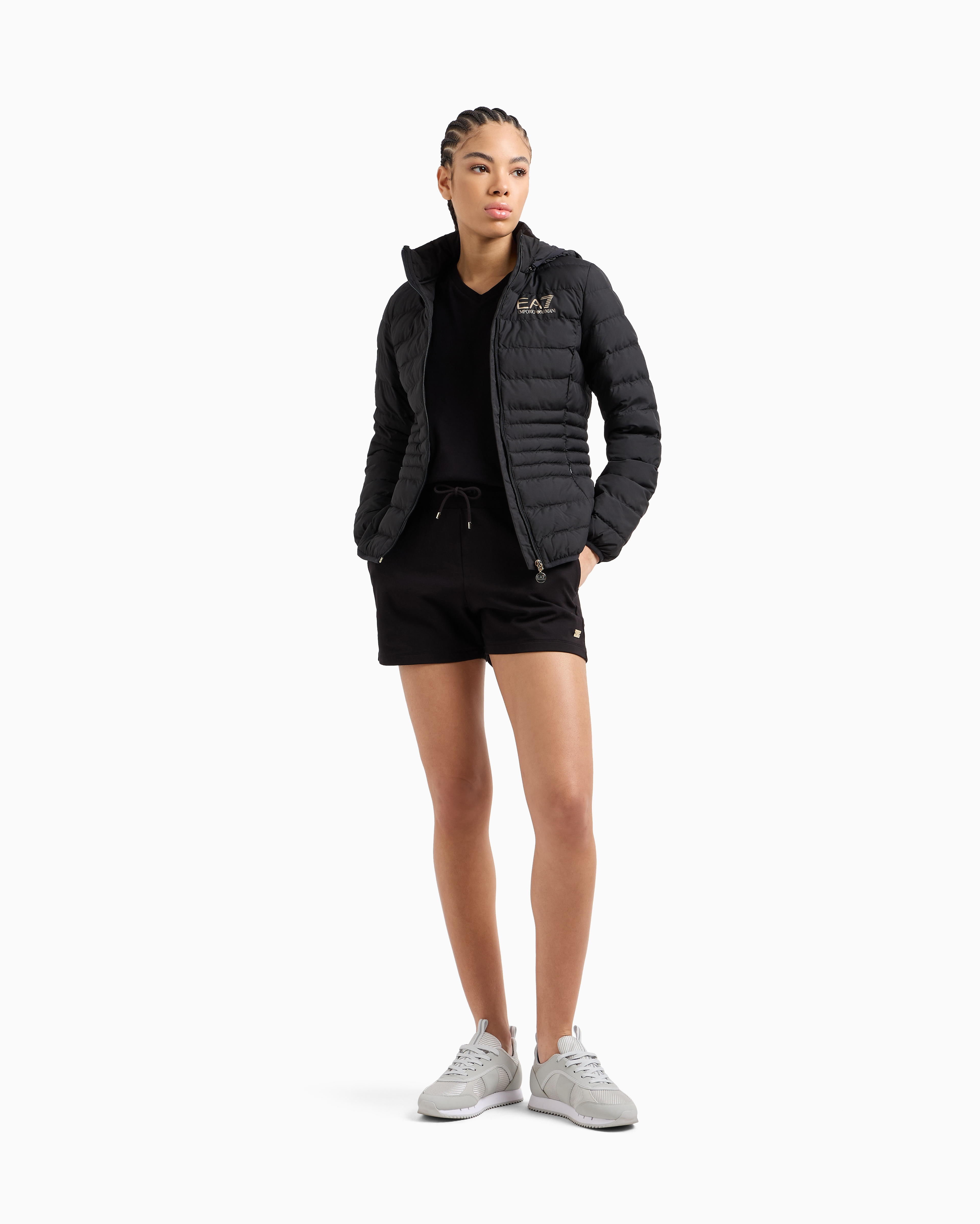 Piumino con cappuccio staccabile 8NTB23 TNF8Z 0200 EA7 Black 
