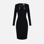 Abito in crêpe leggero con catena gioiello AB80557E2 110 ELISABETTA FRANCHI Black 