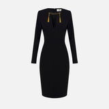 Abito in crêpe leggero con catena gioiello AB80557E2 110 ELISABETTA FRANCHI Black 