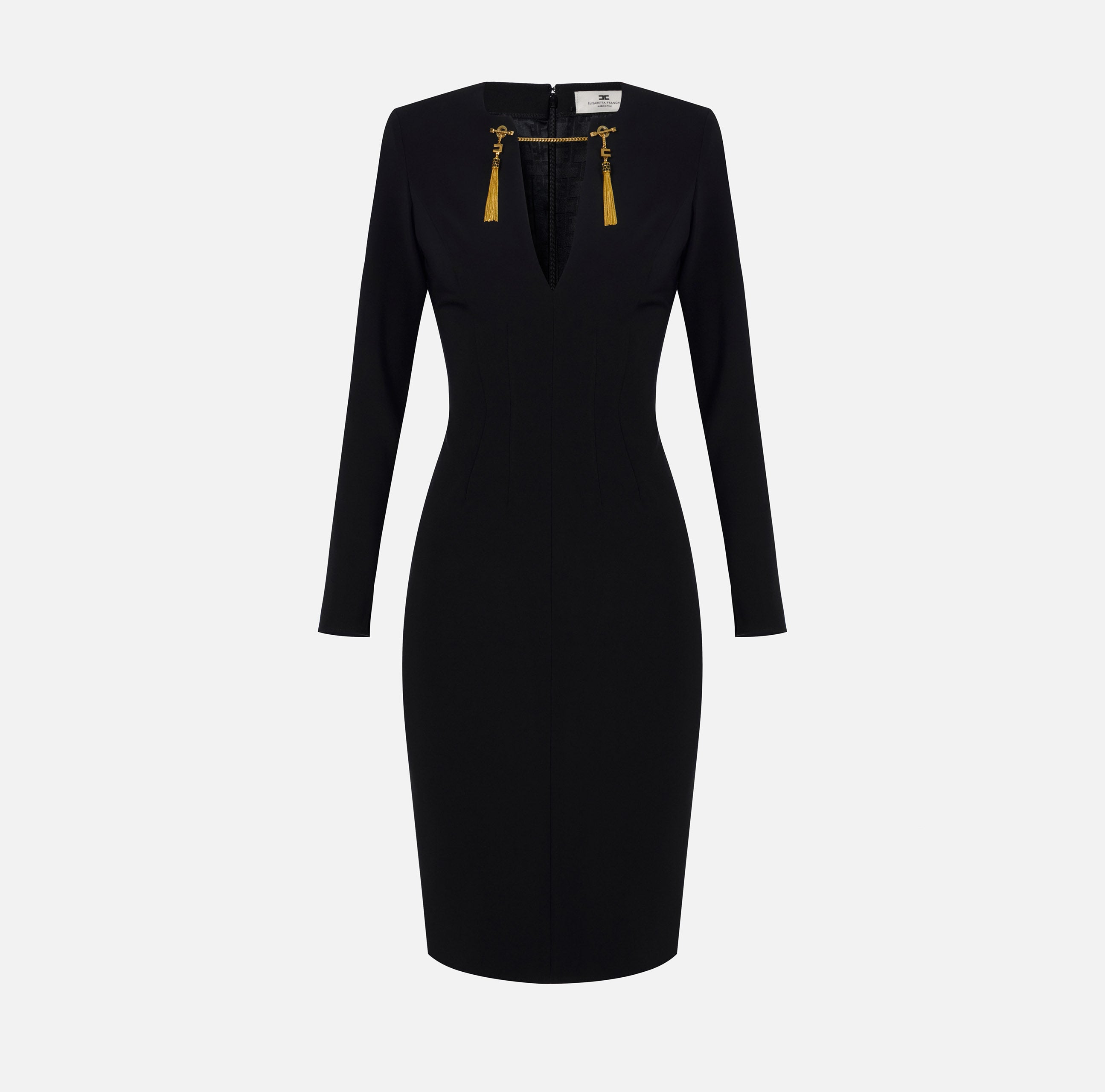 Abito in crêpe leggero con catena gioiello AB80557E2 110 ELISABETTA FRANCHI Black 