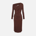 Abito in jersey con bottoni gioiello AB82257E2 EA3 ELISABETTA FRANCHI Coffee 