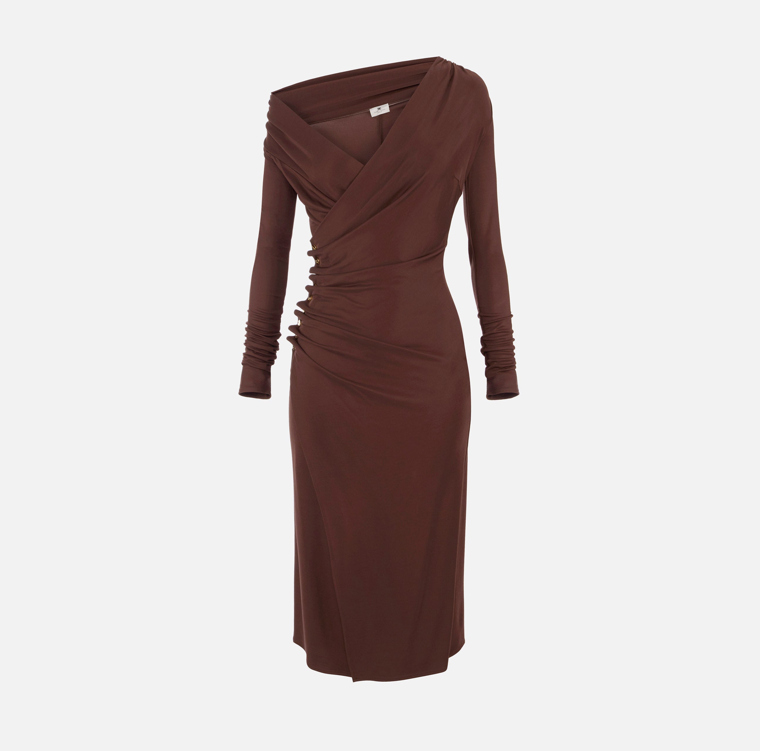 Abito in jersey con bottoni gioiello AB82257E2 EA3 ELISABETTA FRANCHI Coffee 