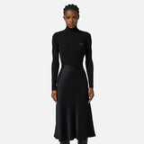 Abito in maglia a costine e raso con taschino AM06B56E2 110 ELISABETTA FRANCHI Nero 