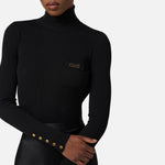 Abito in maglia a costine e raso con taschino AM06B56E2 110 ELISABETTA FRANCHI Nero 