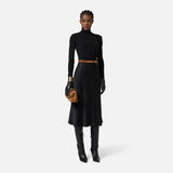 Abito in maglia a costine e raso con taschino AM06B56E2 110 ELISABETTA FRANCHI Nero 