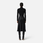 Abito in maglia a costine e raso con taschino AM06B56E2 110 ELISABETTA FRANCHI Nero 